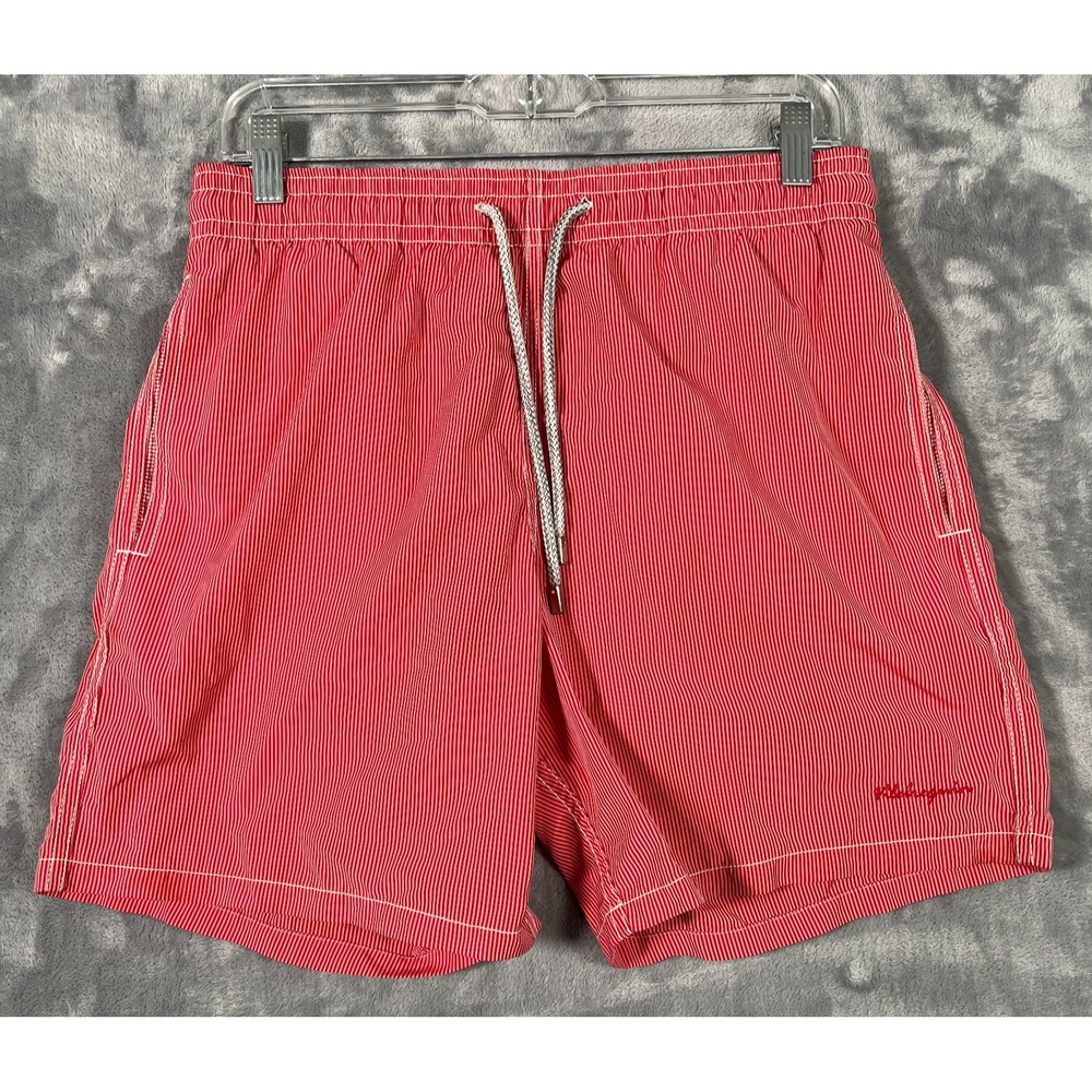 Vilebrequin Swim Trunks Shorts Mens Large Striped Red Pink Bathing Suit Beach
